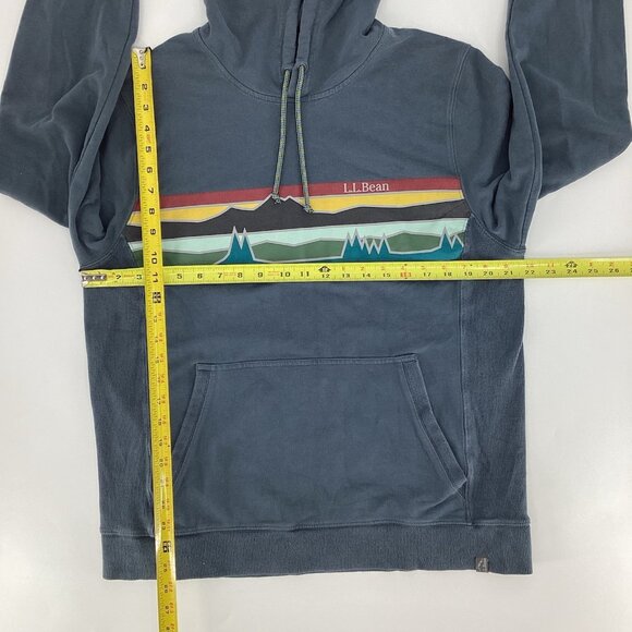 LL Bean Hoodie Mens Slightly Fitted Mountain Graphic Pullover Sweater Blue Sz M - Picture 5 of 8